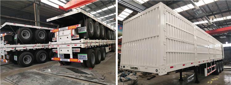 Tri Axle Container Trailer and Sidewall Trailer ready for shipment