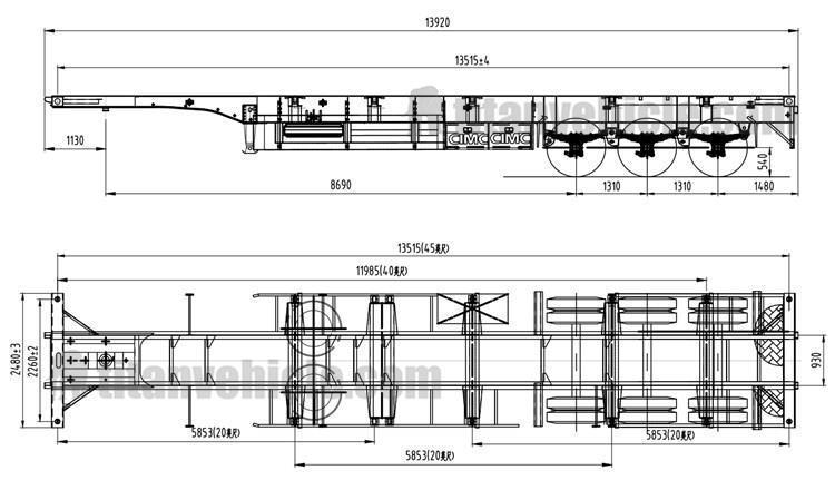 Tri Axle Chassis Trailer for Sale in Senegal Dakar