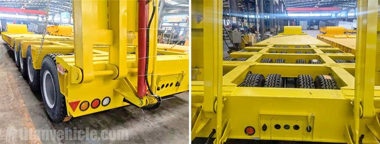 4 Line 8 Axle 150 Ton Heavy Load Low Bed Trailer Testing in Factory