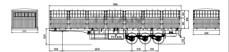 TITAN fence semi trailer specs, capacity, dimension and drawing