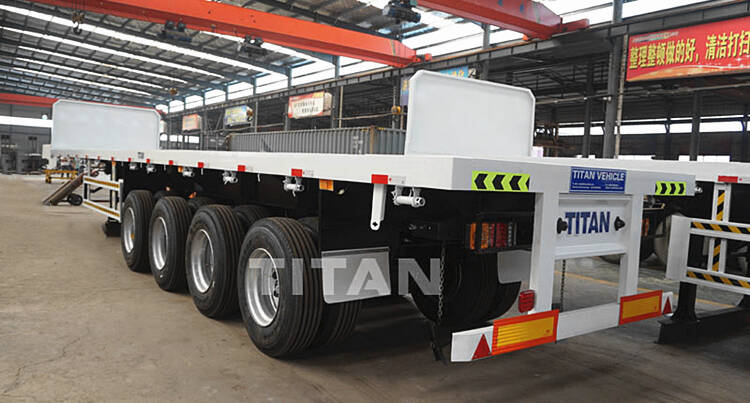 4 axles flat deck trailer can load 80tons cargo