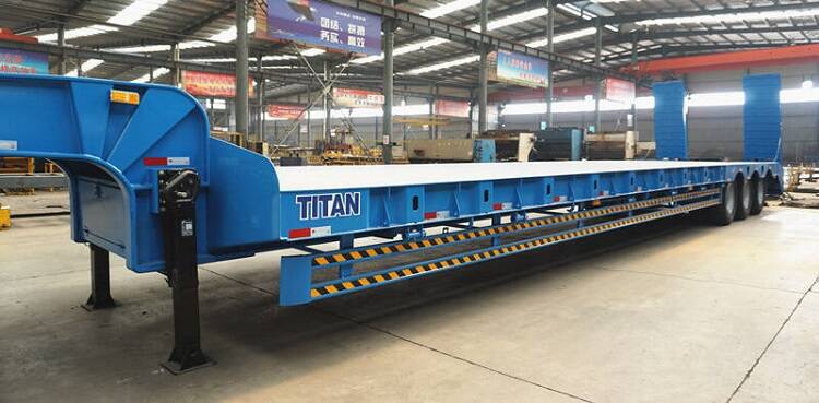 Low flatbed trailer adopts JOST landing legs