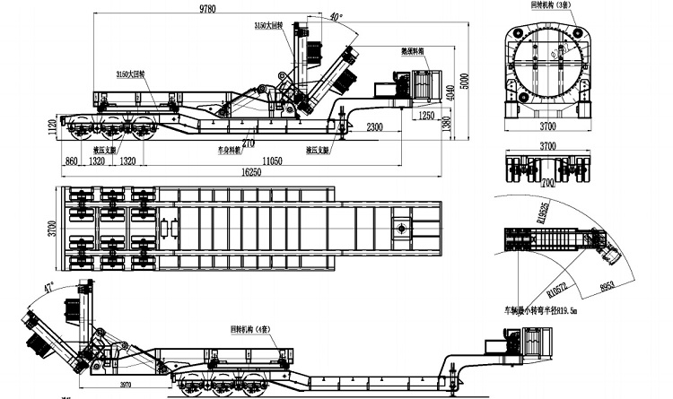 Wind Turbine Blade Transport - Modular Trailer with Rotor Blade Adapter